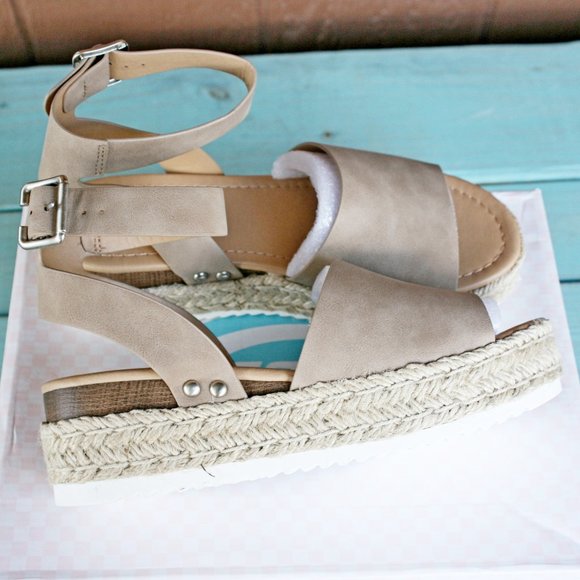 SODA Topic Flatform Sandals Espadrille Tan Brown - Picture 9 of 10